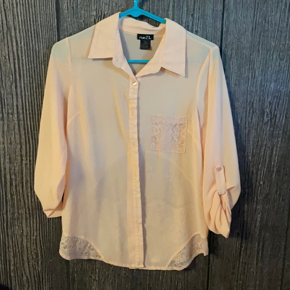 Sheer peach blouse